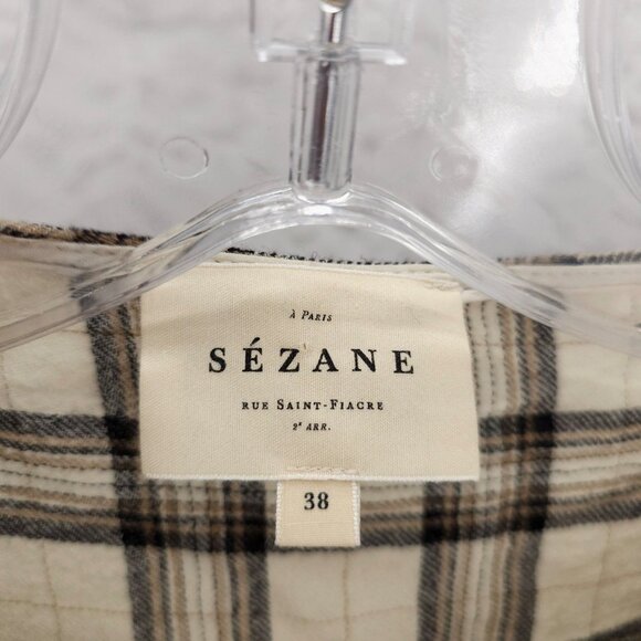 SEZANE Angela Shirt Ruffle Blouse Button Up Viscose Wool Size 38 - MEDIUM - Picture 6 of 10